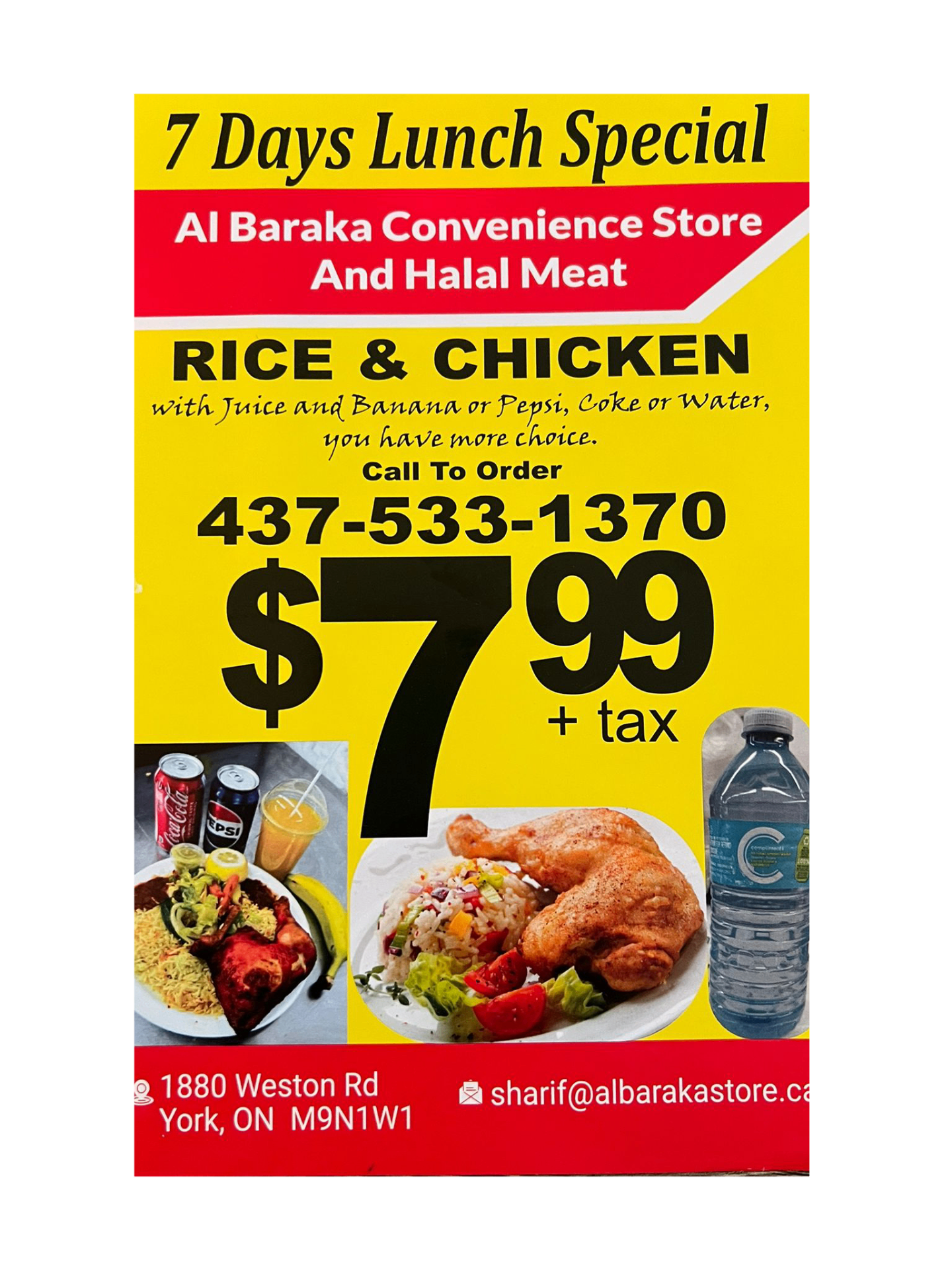 7 Days Rice & Chicken Combo (with drink & banana)